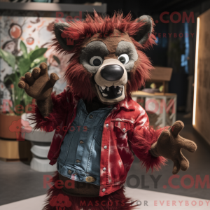 Maroon Hyena mascot costume...