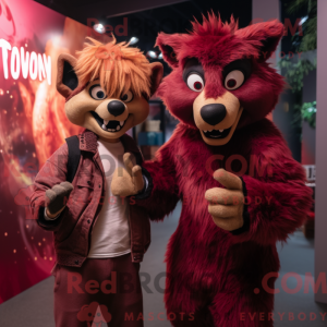 Maroon Hyæne maskot kostume...