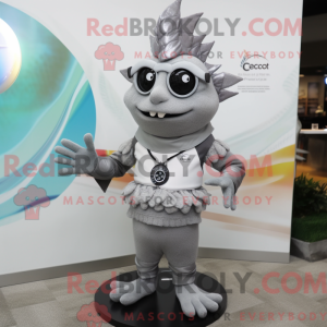 Grå Ceviche maskot kostume...
