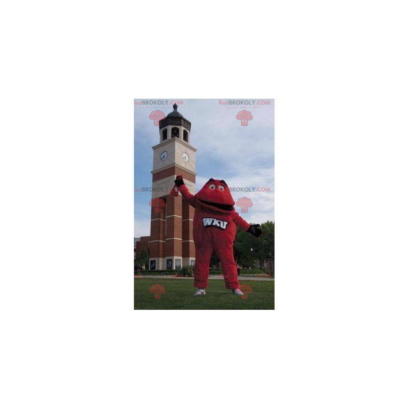 Mascotte de bonhomme rouge de petit monstre rouge -