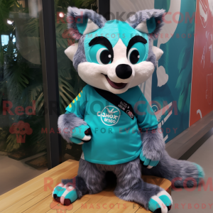 Cyan Civet maskotdraktfigur...