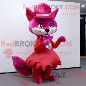 Magenta Fox mascottekostuum...