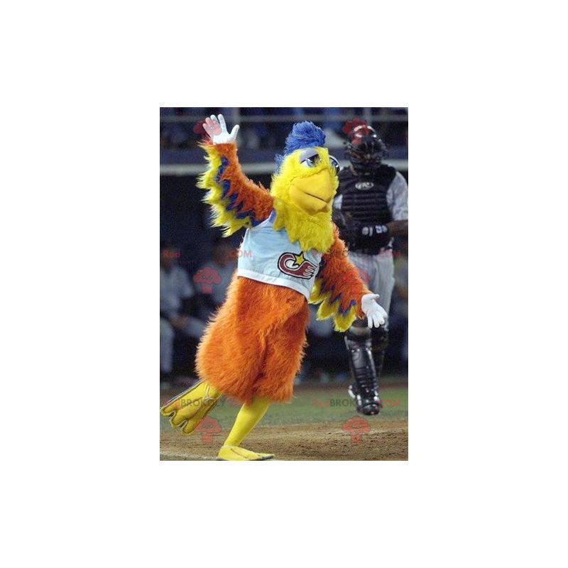 Orange yellow and blue bird mascot - Redbrokoly.com