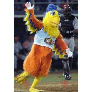 Orange yellow and blue bird mascot - Redbrokoly.com