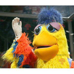 Orange yellow and blue bird mascot - Redbrokoly.com