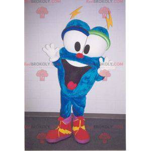 Mascote do boneco de neve azul com olhos grandes -