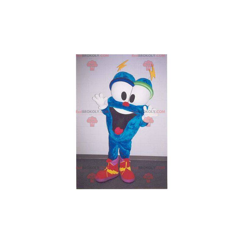 Blå snemand maskot med store øjne - Redbrokoly.com Blå snemand maskot med store øjne - Redbrokoly.com