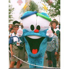 Blauwe sneeuwpopmascotte met grote ogen - Redbrokoly.com