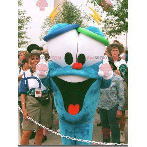 Mascotte de bonhomme bleu avec de grands yeux - Redbrokoly.com