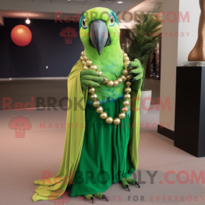 Limegrøn ara maskot kostume...