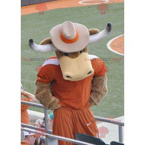 Brown cow bull mascot with horns - Redbrokoly.com