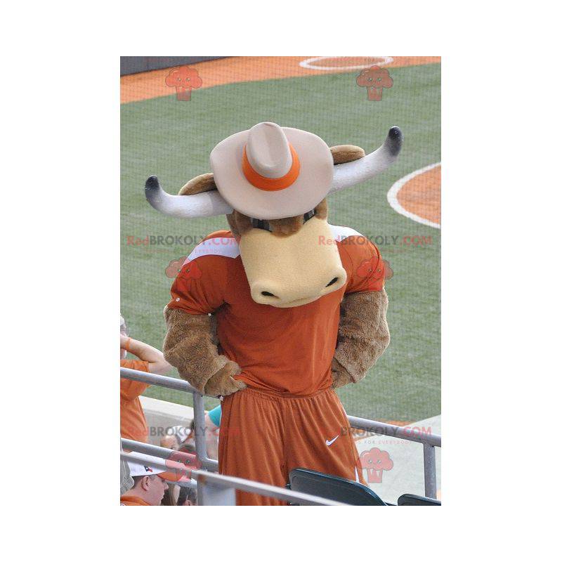 Brown cow bull mascot with horns - Redbrokoly.com