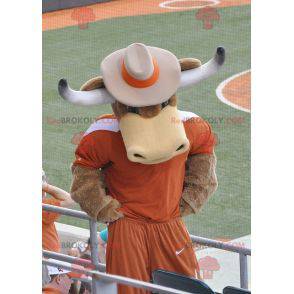 Brown cow bull mascot with horns - Redbrokoly.com