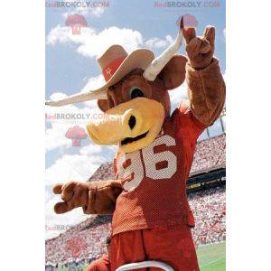 Brown cow bull mascot with horns - Redbrokoly.com