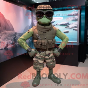 Para Commando maskotdräkt med badkläder och manschettknappar - Para Commando Mascots - REBROKO_241508 - RedBrokoly.com