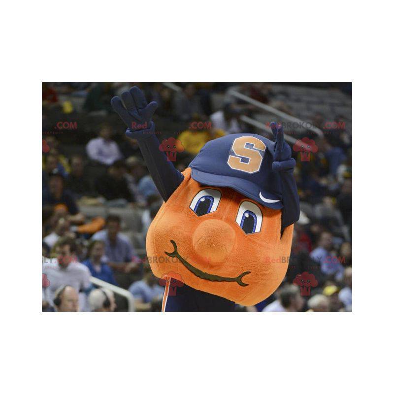 Mascota de baloncesto naranja con gorra - Redbrokoly.com