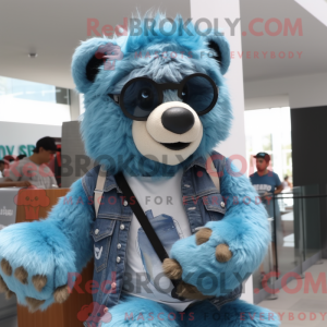 Cyan brillebjørn maskot...