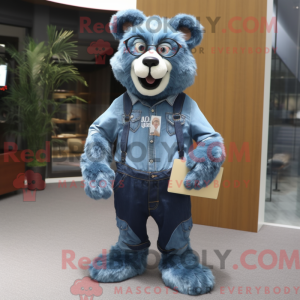 Cyan brillebjørn maskot...