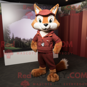 Maroon Fox-maskotdraktfigur...