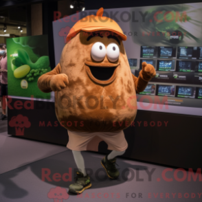 Fantasia de mascote Abobrinha marrom com short de corrida e bonés - Mascotes de abobrinha - REBROKO_241667 - RedBrokoly.com