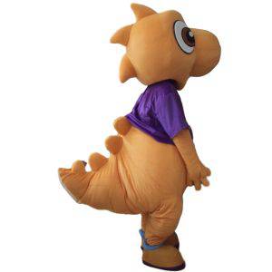 Fully customizable orange and white dinosaur mascot -