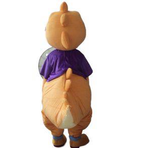 Fuldt tilpasselig orange og hvid dinosaur maskot -
