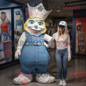 Hvid Queen maskot kostume...