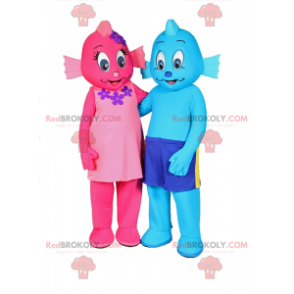 Dupla mascote azul e rosa - Redbrokoly.com