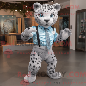Sølv Jaguar maskot kostume...