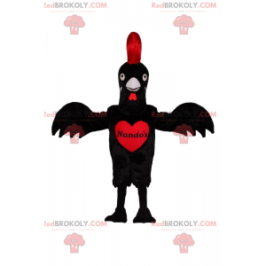 Mascote de galinha preta e vermelha - Redbrokoly.com