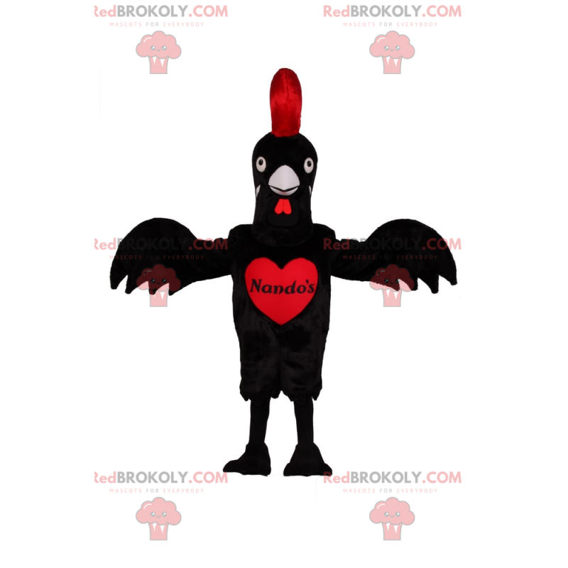 Mascota de gallina negra y roja - Redbrokoly.com