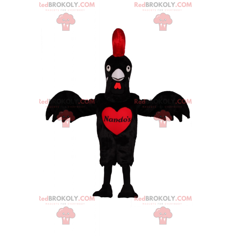 Schwarzes und rotes Hühnermaskottchen - Redbrokoly.com Schwarzes und rotes Hühnermaskottchen - Redbrokoly.com