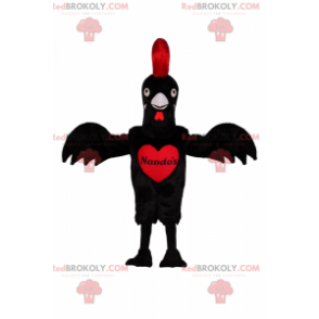 Mascote de galinha preta e vermelha - Redbrokoly.com