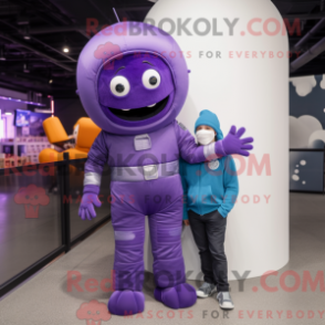 Fantasia de mascote astronauta roxo com calça flare e gorros - Mascotes astronautas - REBROKO_241773 - RedBrokoly.com