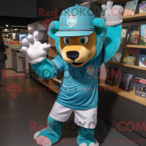 Teal Lion-mascottekostuum...