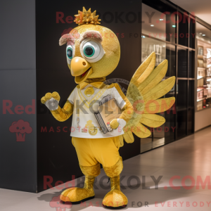 Gold Peacock maskot drakt...