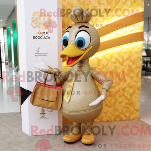 Gold Peacock maskot drakt...