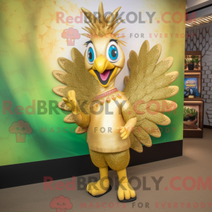 Gold Peacock maskot drakt...