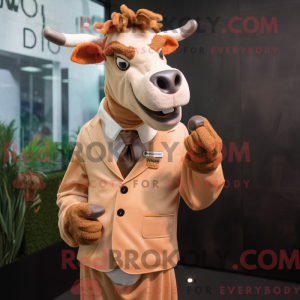 Tan Jersey Cow mascot...
