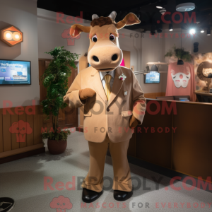 Tan Jersey Cow maskot...