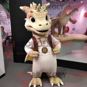 Máscara de dragão bege com...