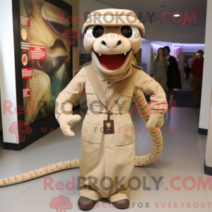 Tan Snake-mascottekostuum...