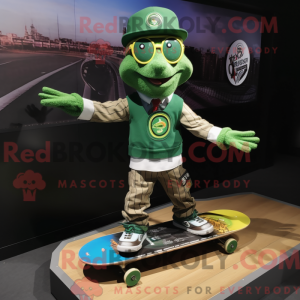 Grön skateboardmaskot drakt...