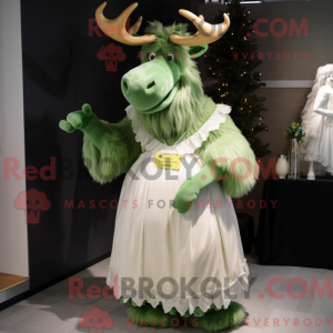 Grønn elg-maskotdraktfigur...