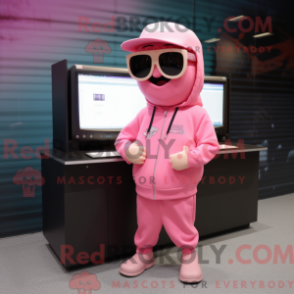 Fantasia de mascote Computador Rosa com moletom e óculos de sol - Mascotes de computador - REBROKO_242077 - RedBrokoly.com