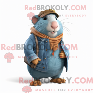 Cyan marsvin maskot kostyme...