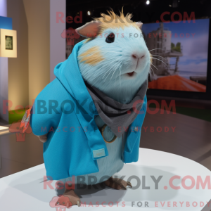 Cyan marsvin maskot kostyme...