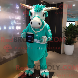Postava maskota Teal Zebu...