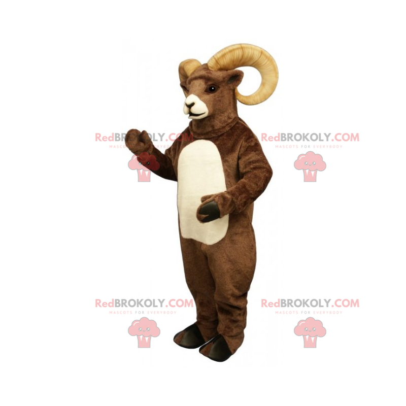 Mascotte boerderijdier - Ram met grote hoorns - Redbrokoly.com