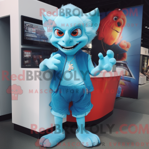 Himmelblå vampyr maskot...
